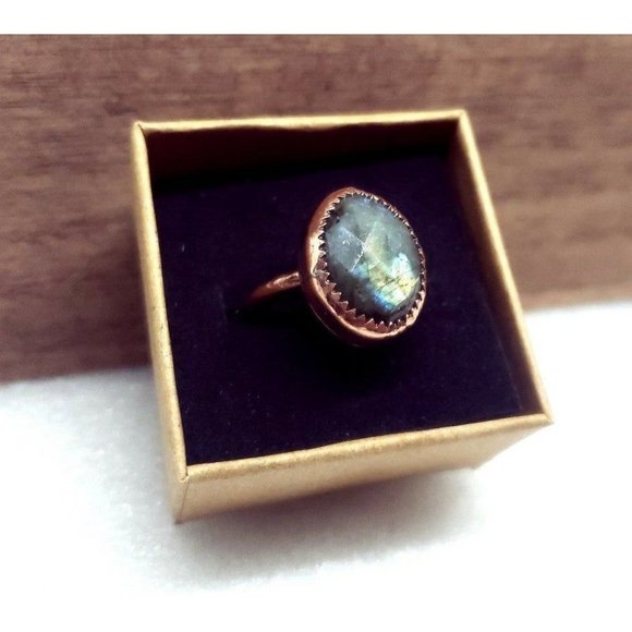 Labradorite crystal Ring size 6 handmade copper metalwork